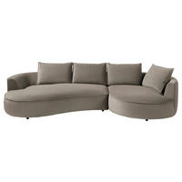 BIGSOFA in Samt Graubraun  - Graubraun/Schwarz, Design, Kunststoff/Textil (322/66/154cm) - home24