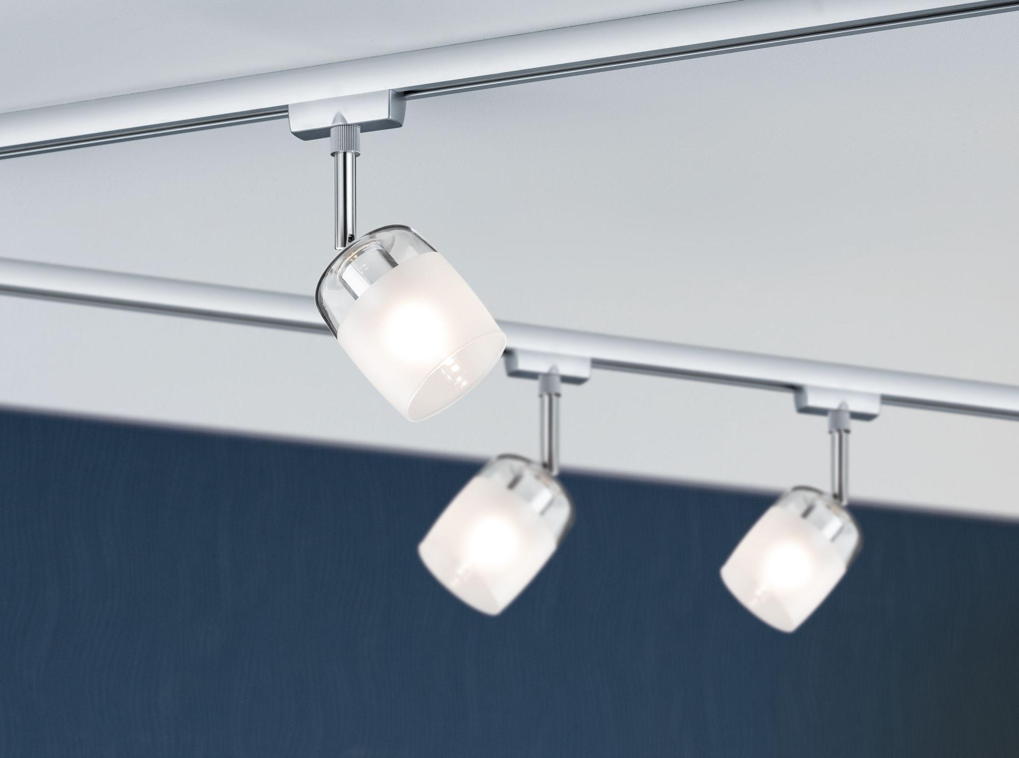 SCHIENENSYSTEM-STRAHLER - Klar/Chromfarben, Design, Glas/Metall (7,4/12,8/11,5cm) - Paulmann