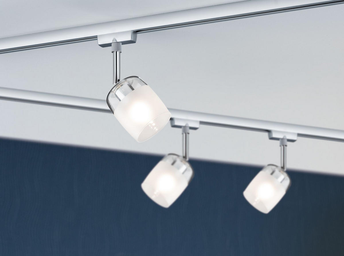 SCHIENENSYSTEM-STRAHLER URail   - Klar/Chromfarben, Design, Glas/Metall (7,4/12,8/11,5cm) - Paulmann
