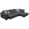 ECKSOFA in Chenille Grau  301/207 cm  - Chromfarben/Grau, Design, Textil (301/207cm) - Xora
