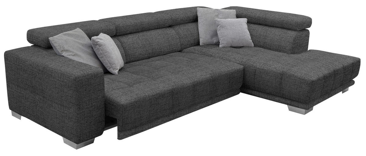 ECKSOFA in Chenille Grau  - Chromfarben/Grau, Design, Textil (301/207cm) - Xora