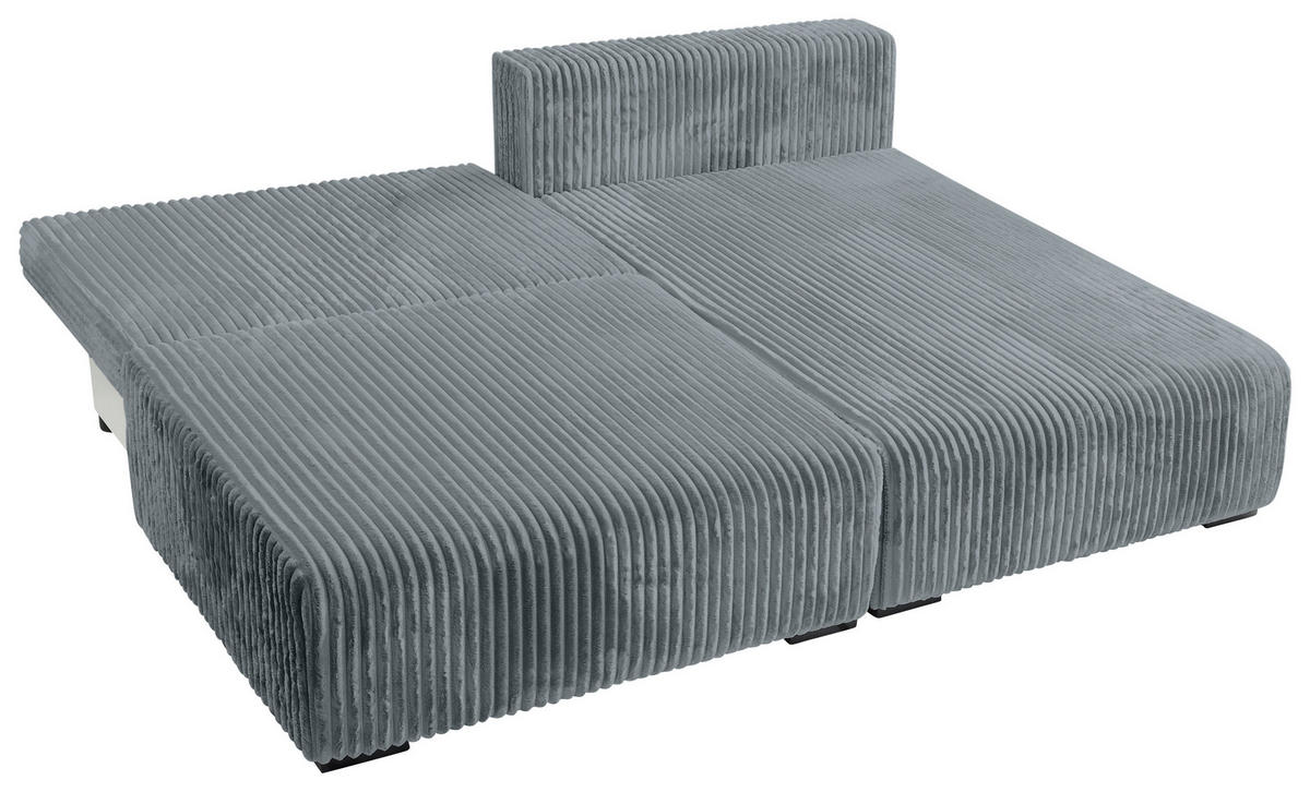 ECKSOFA in Cord Grau  - Schwarz/Grau, Modern, Holz/Textil (210/145cm) - MID.YOU