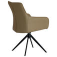 ARMLEHNSTUHL  in Eisen Echtleder pigmentiert  - Beige/Schwarz, Design, Leder/Metall (64/87/60cm) - Novel