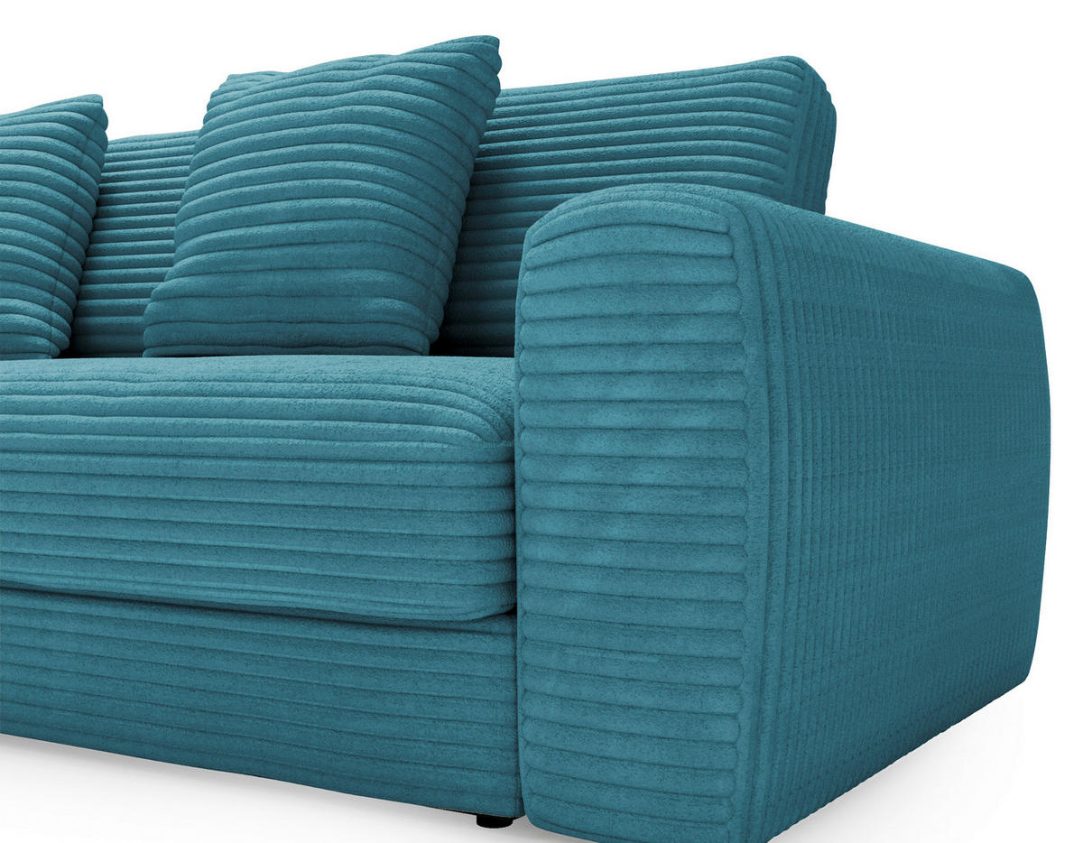 ECKSOFA in Cord Petrol  - Petrol/Schwarz, Modern, Kunststoff/Textil (182/302cm) - Carryhome