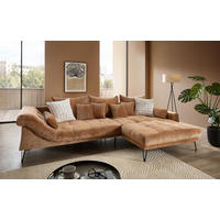 ECKSOFA GARDA Koralle Chenille Zierkissen, Rückenkissen, Nierenkissen, Rücken echt  - Koralle/Schwarz, KONVENTIONELL, Textil/Metall (310/192cm) - Livetastic