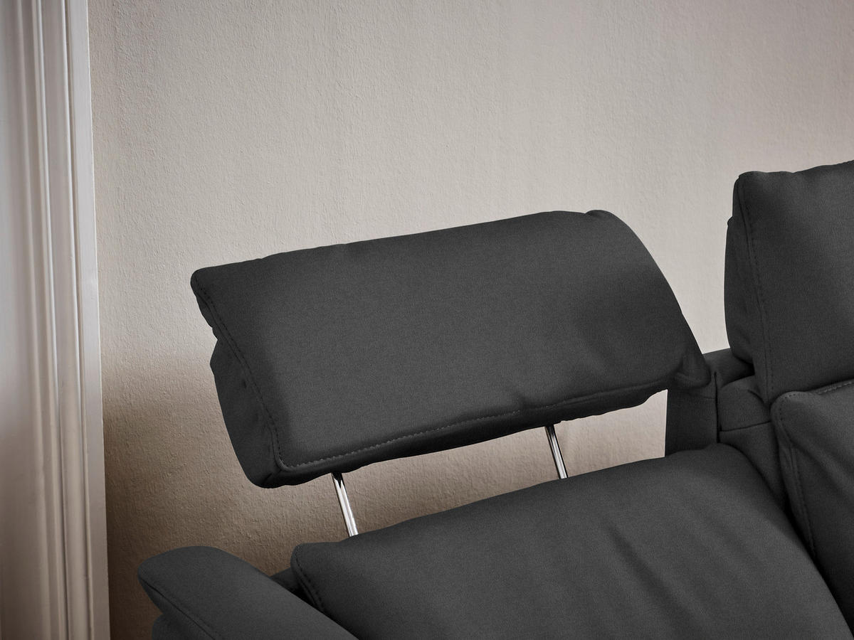 TRAPEZSOFA in Mikrofaser Dunkelgrau  - Dunkelgrau/Schwarz, Konventionell, Textil/Metall (221/103/95cm) - Dieter Knoll