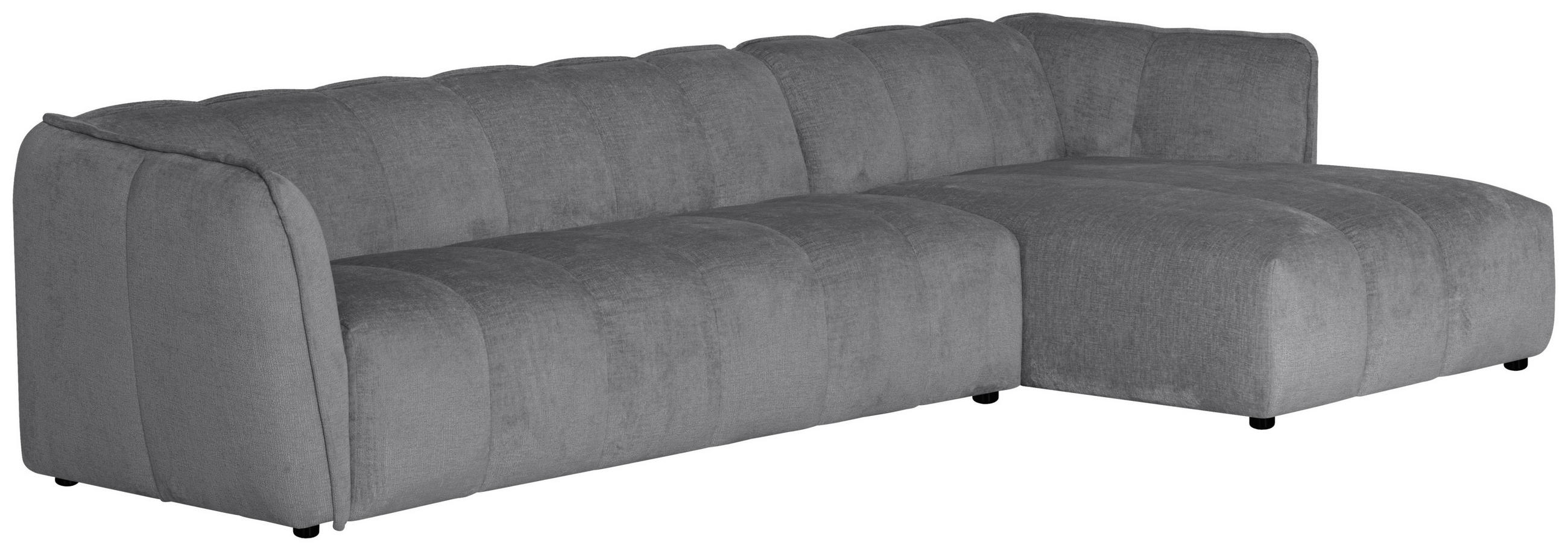 ECKSOFA LIVOLI in Chenille Hellgrau  306/160 cm  - Hellgrau/Schwarz, Design, Textil (306/160cm) - MID.YOU
