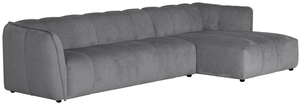 ECKSOFA LIVOLI in Chenille Hellgrau  306/160 cm  - Hellgrau/Schwarz, Design, Textil (306/160cm) - MID.YOU