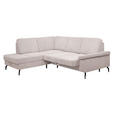 ECKSOFA inkl. Funktionen Creme Velours Bettkasten, Sitzvorzug  - Creme/Schwarz, KONVENTIONELL, Textil/Metall (206/253cm) - Venda