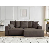 ECKSOFA Ottomane rechts  ATILLA Taupe Cord  - Taupe/Schwarz, MODERN, Kunststoff/Textil (244/149cm)