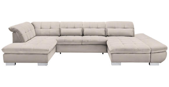 WOHNLANDSCHAFT  in Mikrofaser Ecru  - Chromfarben/Ecru, Design, Kunststoff/Textil (211/350/204cm) - Xora