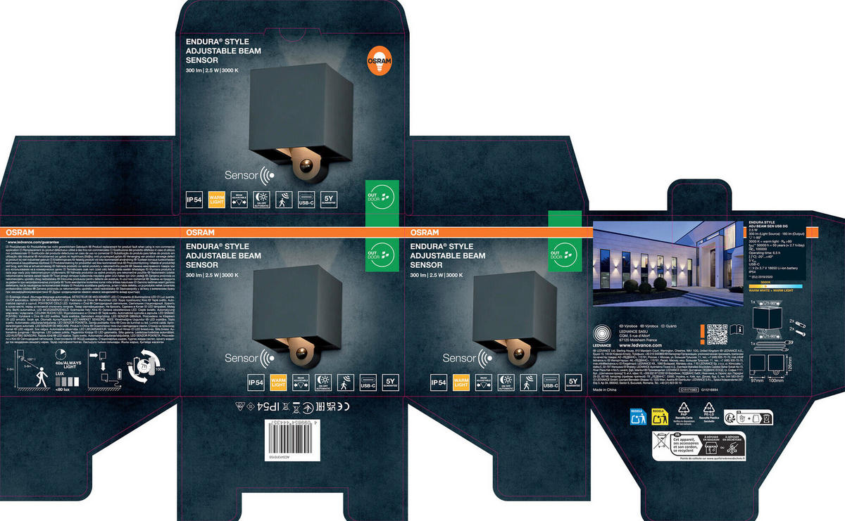 LED-AUßENLEUCHTE 10/9,7/12,6 cm   - Dunkelgrau, Basics, Glas/Kunststoff (10/9,7/12,6cm) - Osram