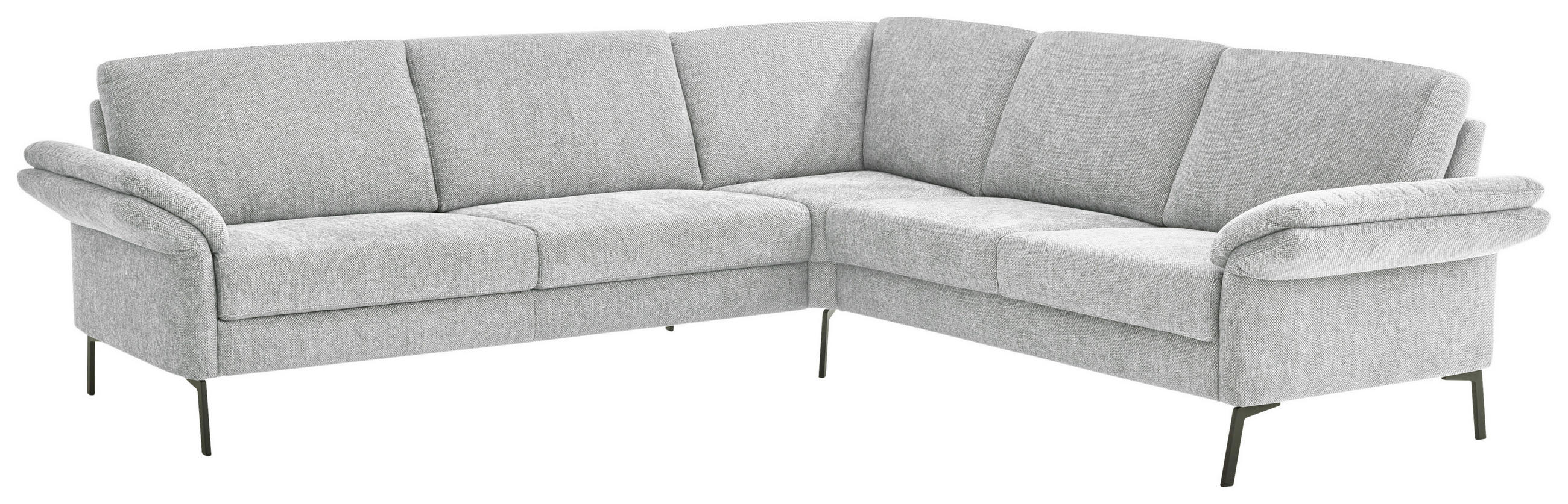 ECKSOFA Platinfarben Flachgewebe  - Platinfarben/Schwarz, KONVENTIONELL, Textil/Metall (273/253cm) - Pure Home Comfort