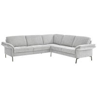 ECKSOFA Platinfarben Flachgewebe  - Platinfarben/Schwarz, KONVENTIONELL, Textil/Metall (273/253cm) - Pure Home Comfort