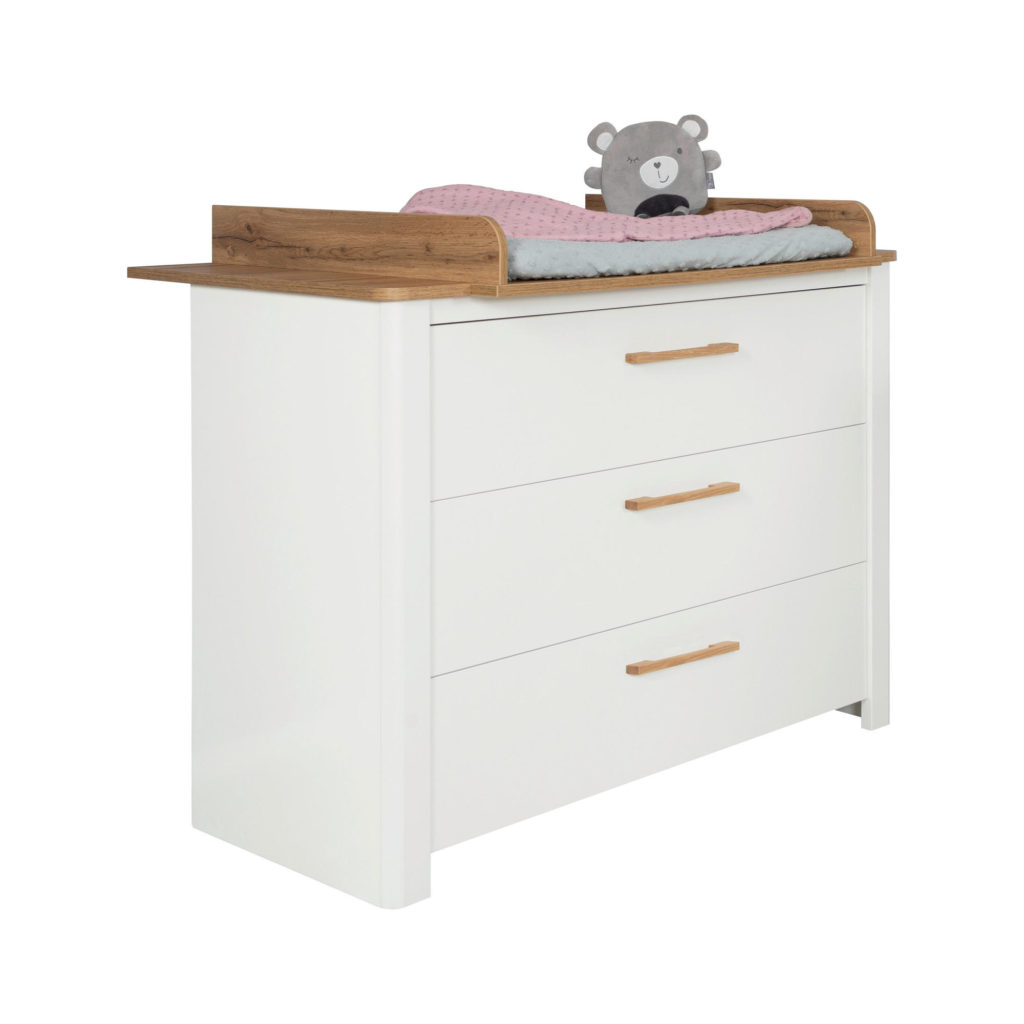 WICKELKOMMODE Ava Weiß - Weiß/Eiche Artisan, Basics, Holz/Holzwerkstoff (119/100/76cm) - Roba