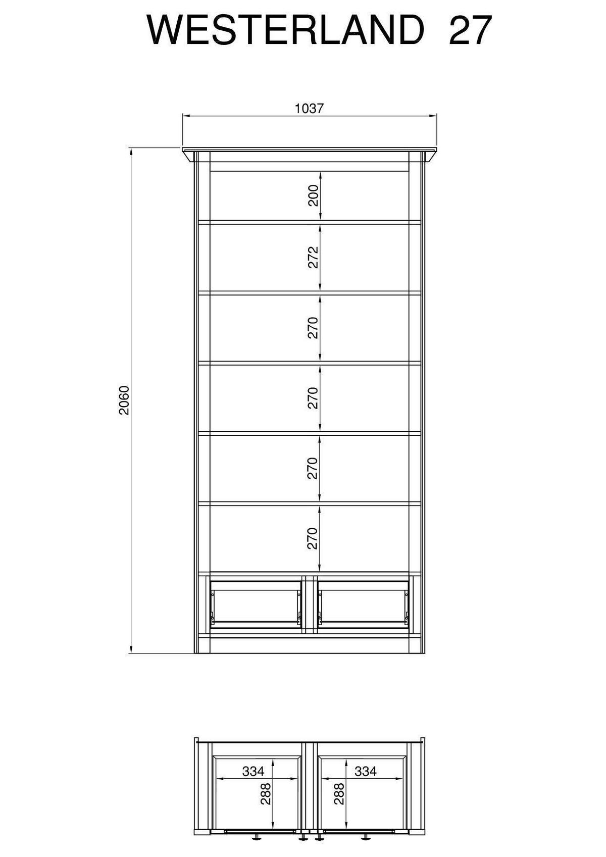 GARDEROBENSCHRANK  in 105/206/45 cm  - Schwarz/Weiß, ROMANTIK / LANDHAUS, Holzwerkstoff/Metall (105/206/45cm) - Modante