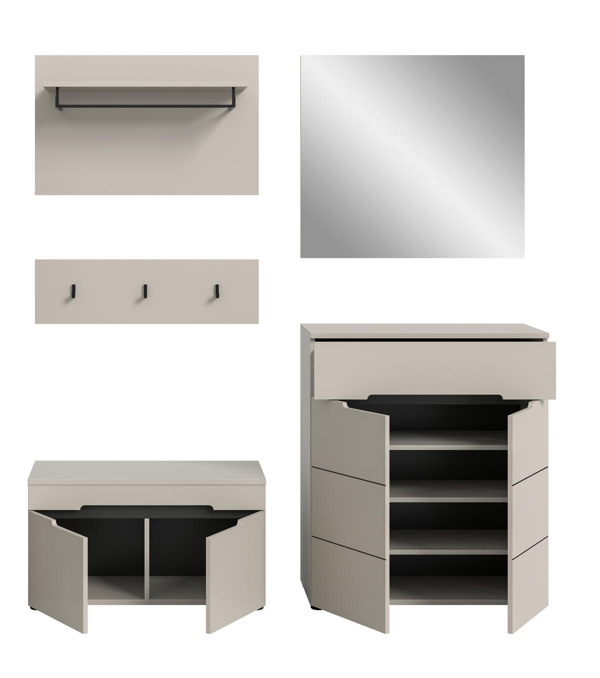 GARDEROBE 4-teilig  in 175/190/37 cm  - Kaschmir/Grau, Design, Holzwerkstoff (175/190/37cm) - MID.YOU