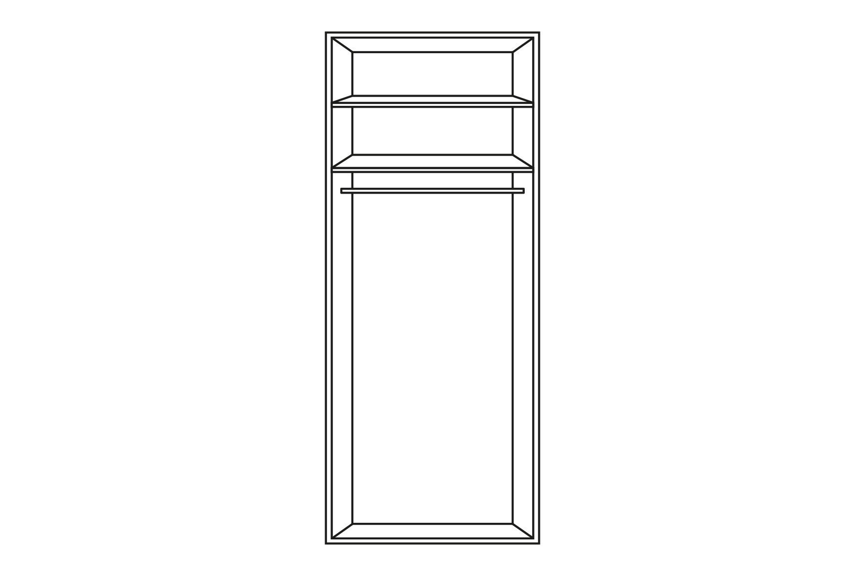 DREHTÜRENSCHRANK 2-türig Grau, Eichefarben  - Eichefarben/Alufarben, Trend, Holzwerkstoff/Metall (101/223/60cm) - Stylife