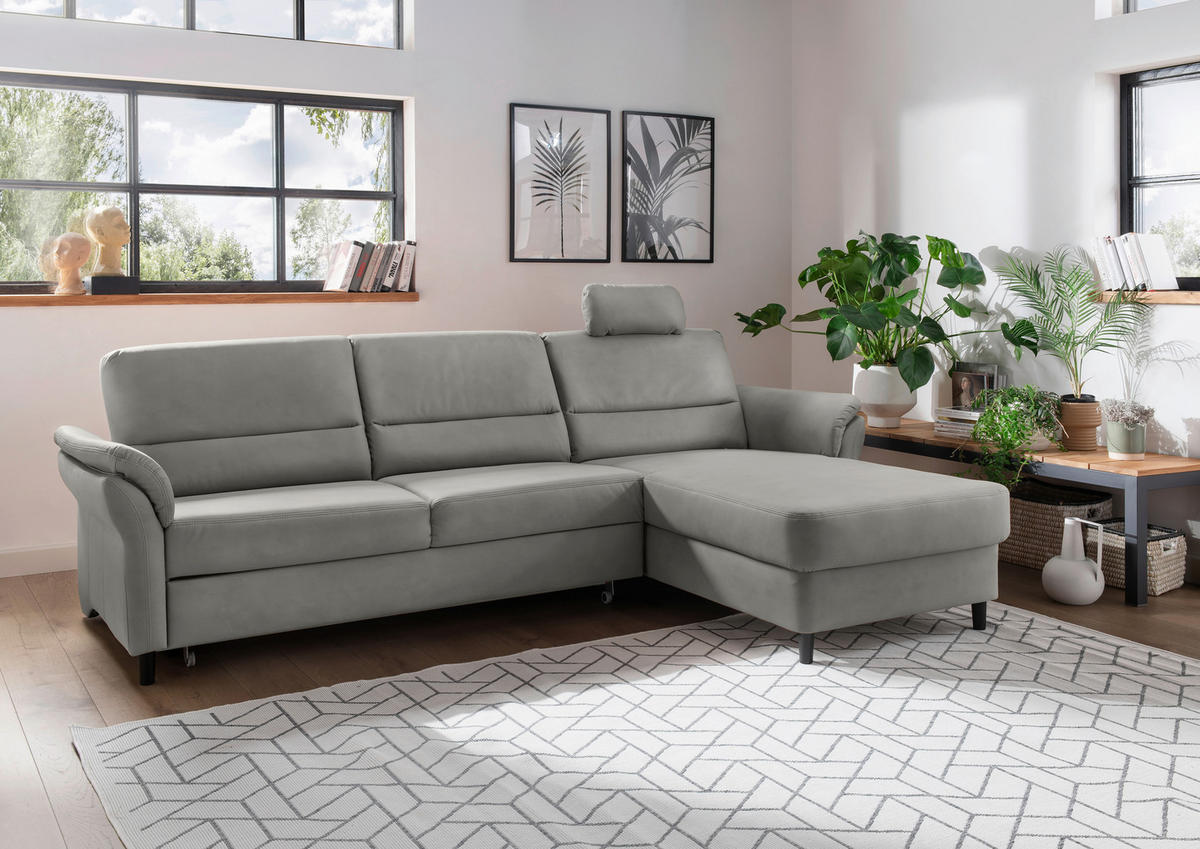ECKSOFA in Lederlook Grau  - Schwarz/Grau, Modern, Holz/Textil (279/176cm) - Livetastic