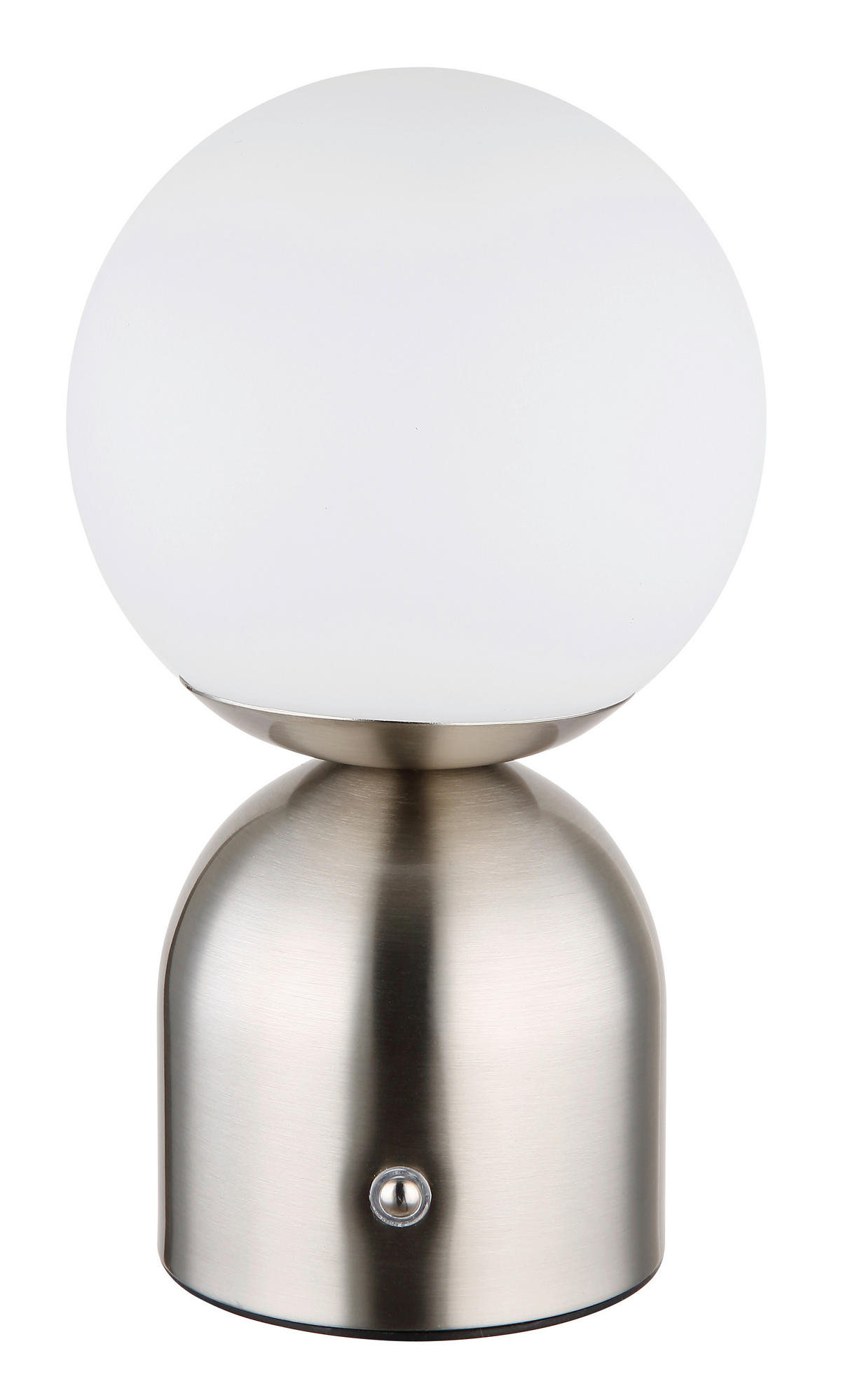 AKKU-TISCHLEUCHTE - Opal/Nickelfarben, Konventionell, Kunststoff/Metall (12/21cm) - Globo