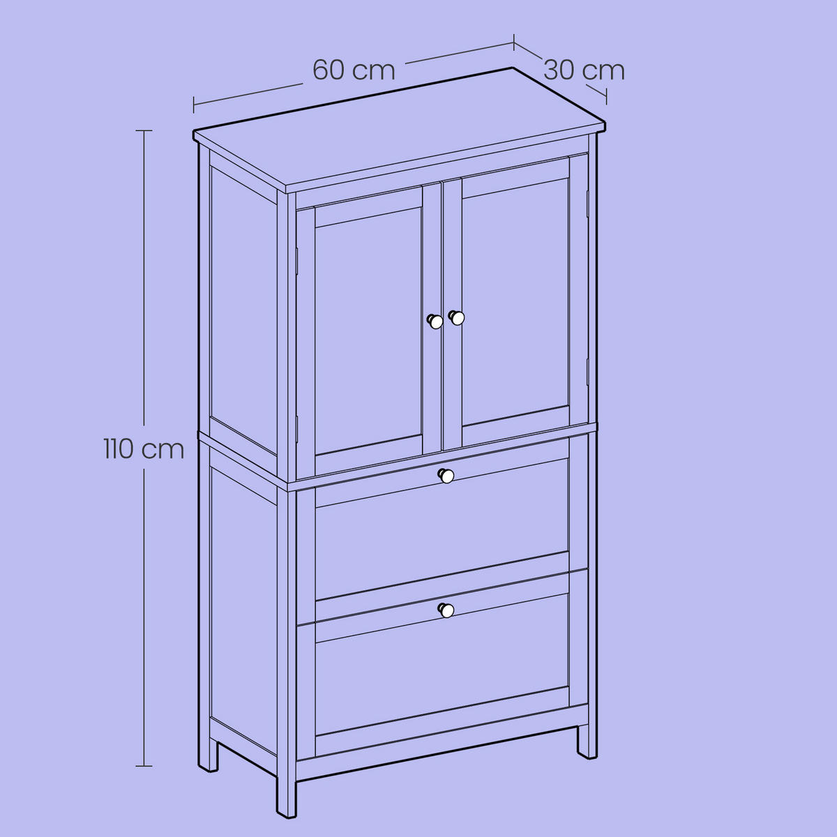 MIDISCHRANK 60/110/30 cm  - Chromfarben/Grau, MODERN, Holzwerkstoff/Metall (60/110/30cm) - MID.YOU