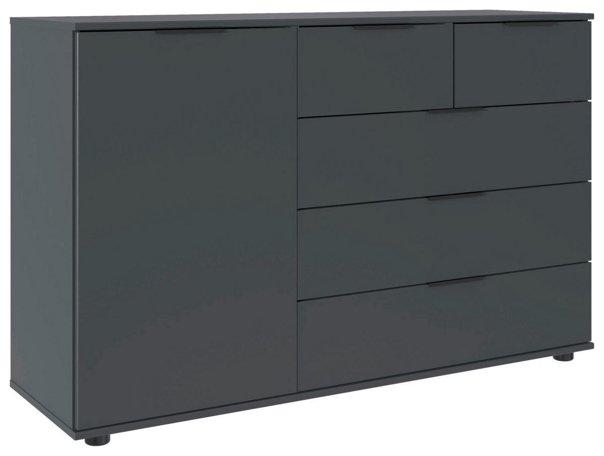 SIDEBOARD  130/83/41 cm 5 Schublade(n)  - Schwarz/Graphitfarben, Design, Holzwerkstoff/Kunststoff (130/83/41cm) - Carryhome