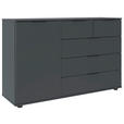 SIDEBOARD  130/83/41 cm 5 Schublade(n)  - Schwarz/Graphitfarben, Design, Holzwerkstoff/Kunststoff (130/83/41cm) - Carryhome