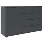 SIDEBOARD  130/83/41 cm 5 Schublade(n)  - Schwarz/Graphitfarben, Design, Holzwerkstoff/Kunststoff (130/83/41cm) - Carryhome
