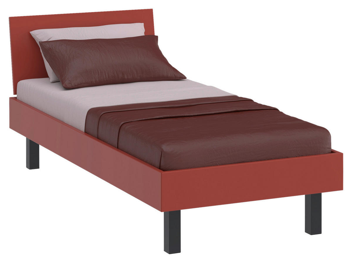 BETT 90/200 cm  in Rot, Koralle  - Koralle/Rot, Design, Holzwerkstoff/Metall (90/200cm) - Xora