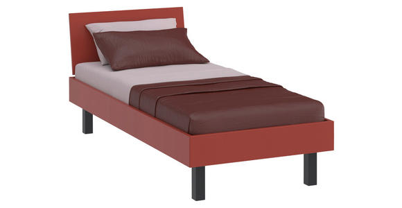 BETT 90/200 cm  in Rot, Koralle  - Koralle/Rot, Design, Holzwerkstoff/Metall (90/200cm) - Xora