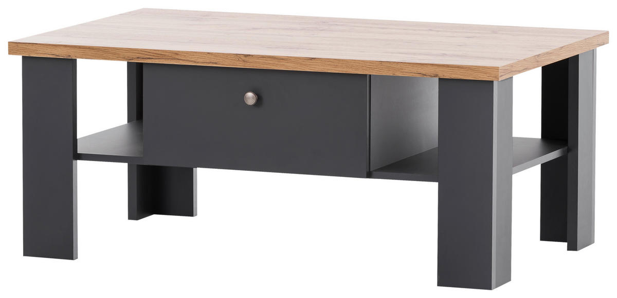 COUCHTISCH rechteckig Anthrazit, Eiche Wotan  - Anthrazit/Silberfarben, Design, Holzwerkstoff/Metall (110/45/70cm) - MID.YOU