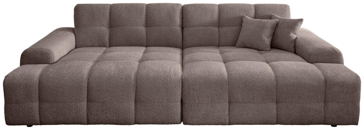 BIGSOFA in Bouclé Taupe  - Taupe/Schwarz, MODERN, Kunststoff/Textil (304/87/155cm) - Livetastic