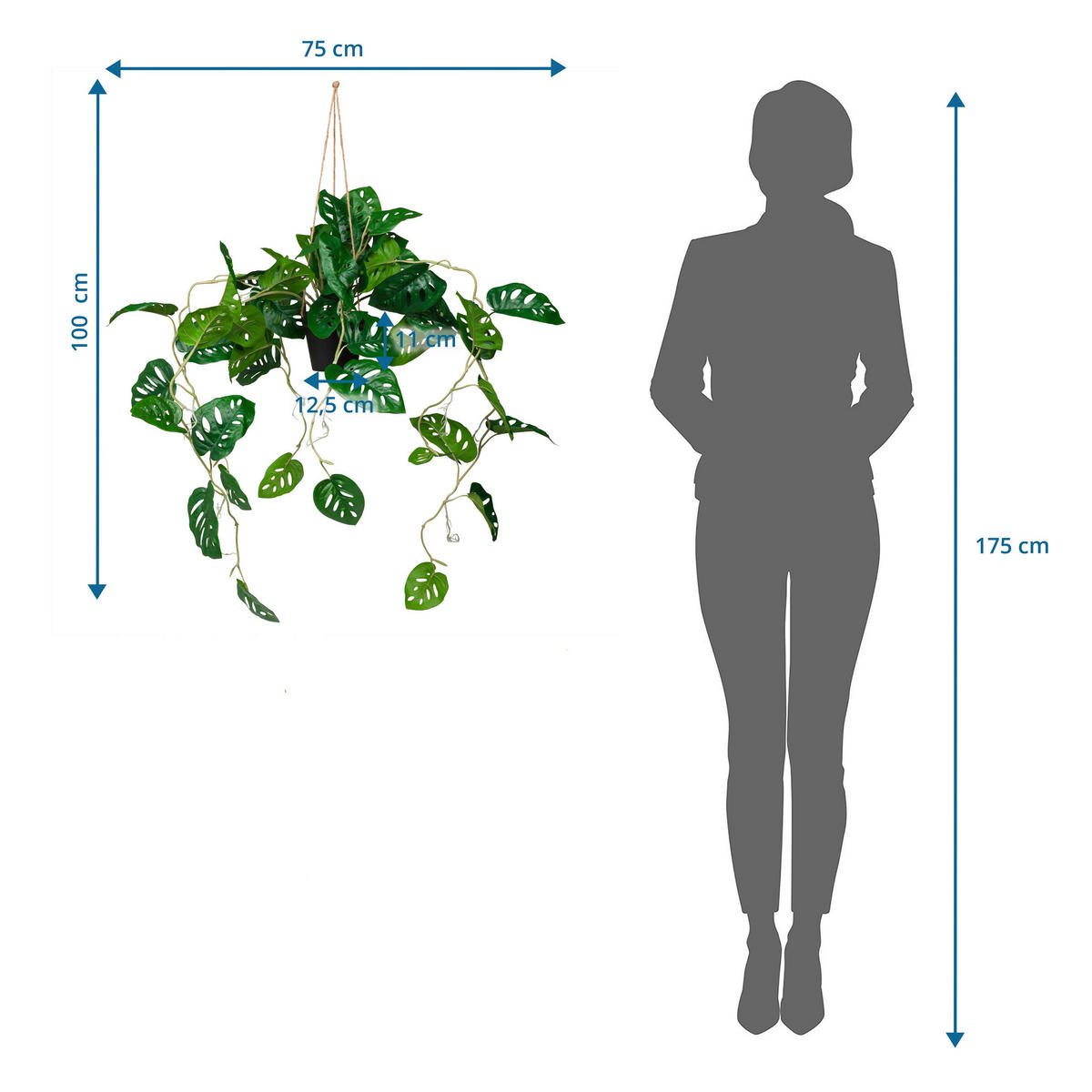 UMĚLÁ ROSTLINA monstera  - černá/zelená, Moderní, plast (75/100/63cm) - MID.YOU