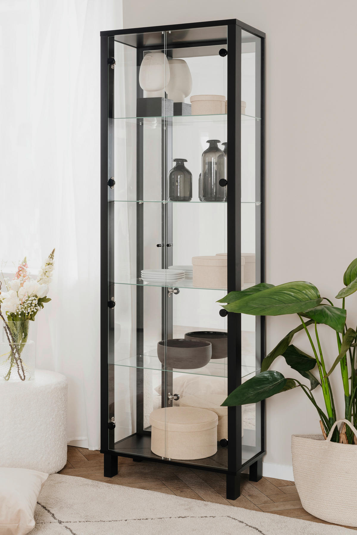 VITRINE in Schwarz  - Schwarz, KONVENTIONELL, Glas/Holzwerkstoff (62/189/33cm) - Carryhome