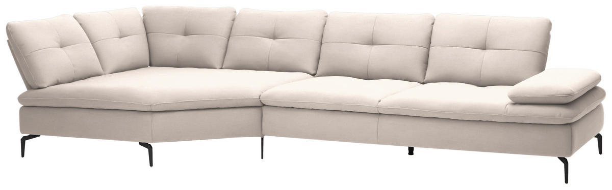 ECKSOFA in Flachgewebe Creme  - Creme/Schwarz, Design, Textil/Metall (159/344cm) - Chilliano