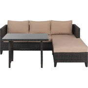 LOUNGEGARNITUR 10-teilig - Klar/Beige, Design, Glas/Kunststoff (191/64/74cm) - AMBIA GARDEN