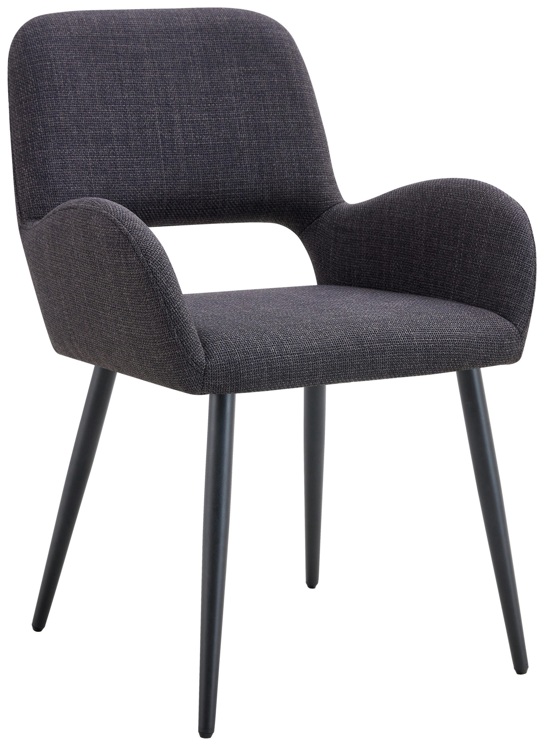 MID.YOU ŽIDLE S PODRUČKAMI, železo, tkaná látka, černá