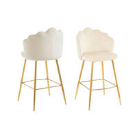 BARHOCKER-SET Samt Beige  - Beige/Goldfarben, MODERN, Textil/Metall (52/100/54cm) - Livetastic