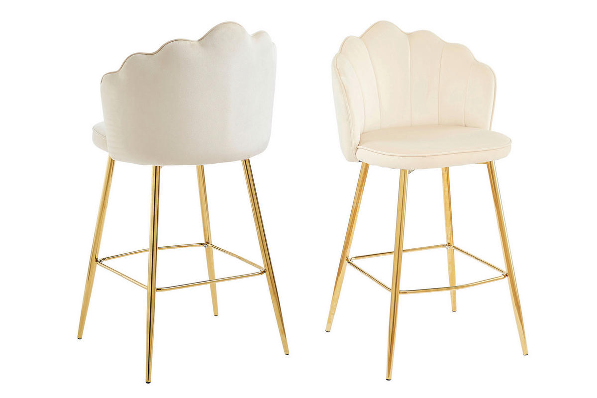 BARHOCKER-SET Samt Beige  - Beige/Goldfarben, MODERN, Textil/Metall (52/100/54cm) - Livetastic