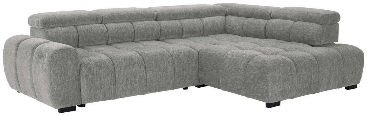 ECKSOFA Hellgrau Webstoff  - Hellgrau/Schwarz, MODERN, Kunststoff/Textil (297/205cm) - Welnova