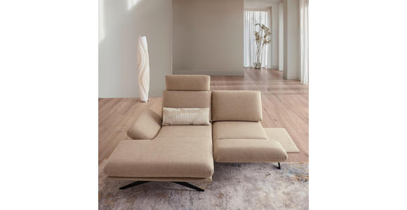 ECKSOFA  in Flachgewebe Beige  155/234 cm  - Beige/Schwarz, Design, Textil/Metall (155/234cm) - Dieter Knoll