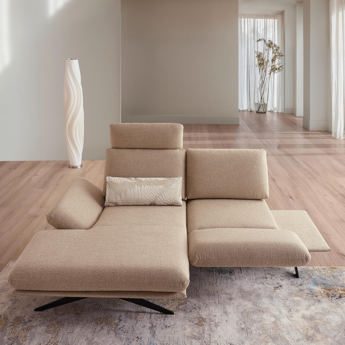 ECKSOFA in Flachgewebe Beige  - Beige/Schwarz, Design, Textil/Metall (155/234cm) - Dieter Knoll