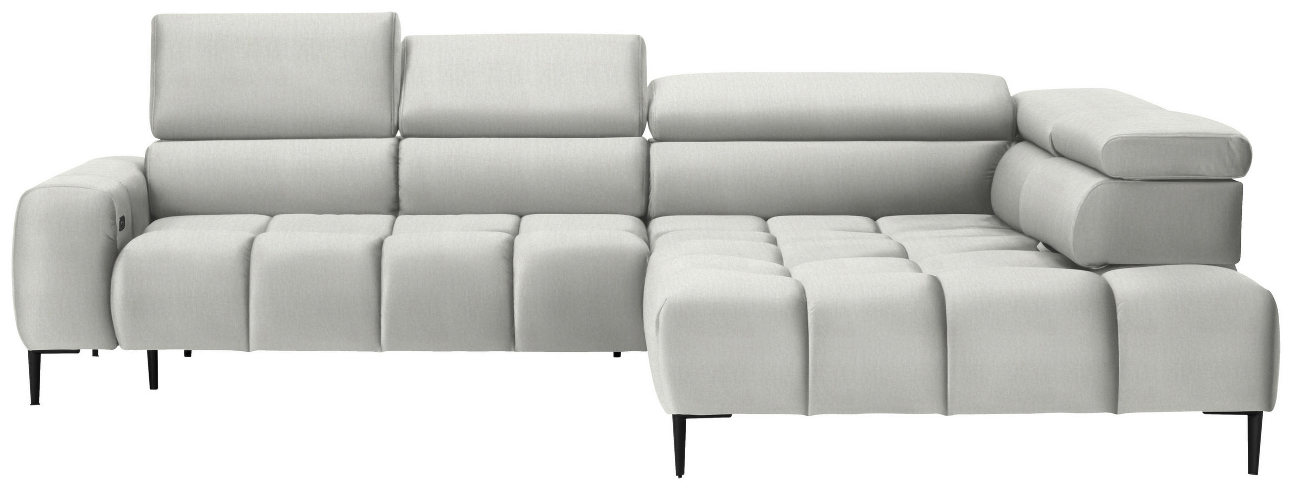 ECKSOFA in Samt, Webstoff Creme  - Creme/Schwarz, Design, Textil/Metall (300/216cm) - Welnova