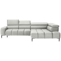 ECKSOFA Creme Samt, Webstoff  - Creme/Schwarz, Design, Textil/Metall (300/216cm) - Welnova