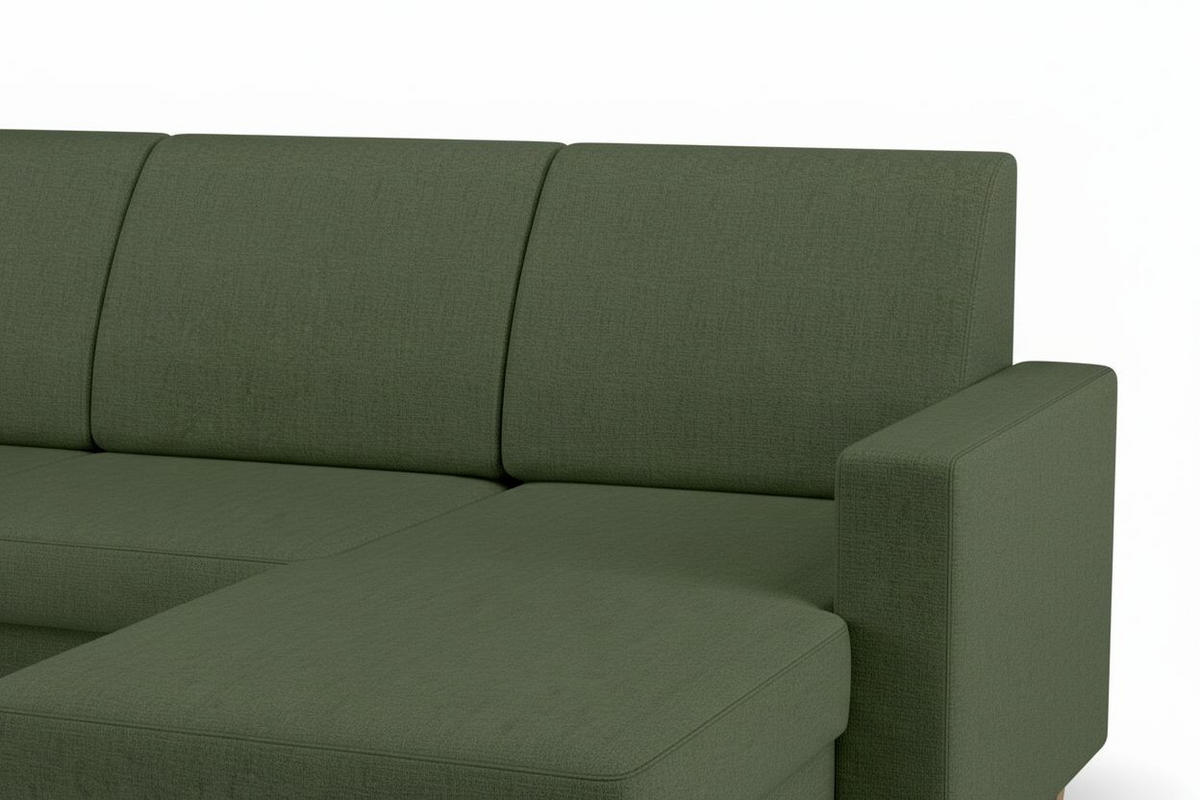 WOHNLANDSCHAFT NIKAS Grün Bouclé  - Buchefarben/Grün, Design, Holz/Textil (310/198/145cm) - MID.YOU