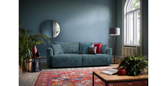 SCHLAFSOFA in Velours Pastellblau  - Pastellblau/Schwarz, Design, Kunststoff/Textil (250/92/105cm) - Carryhome