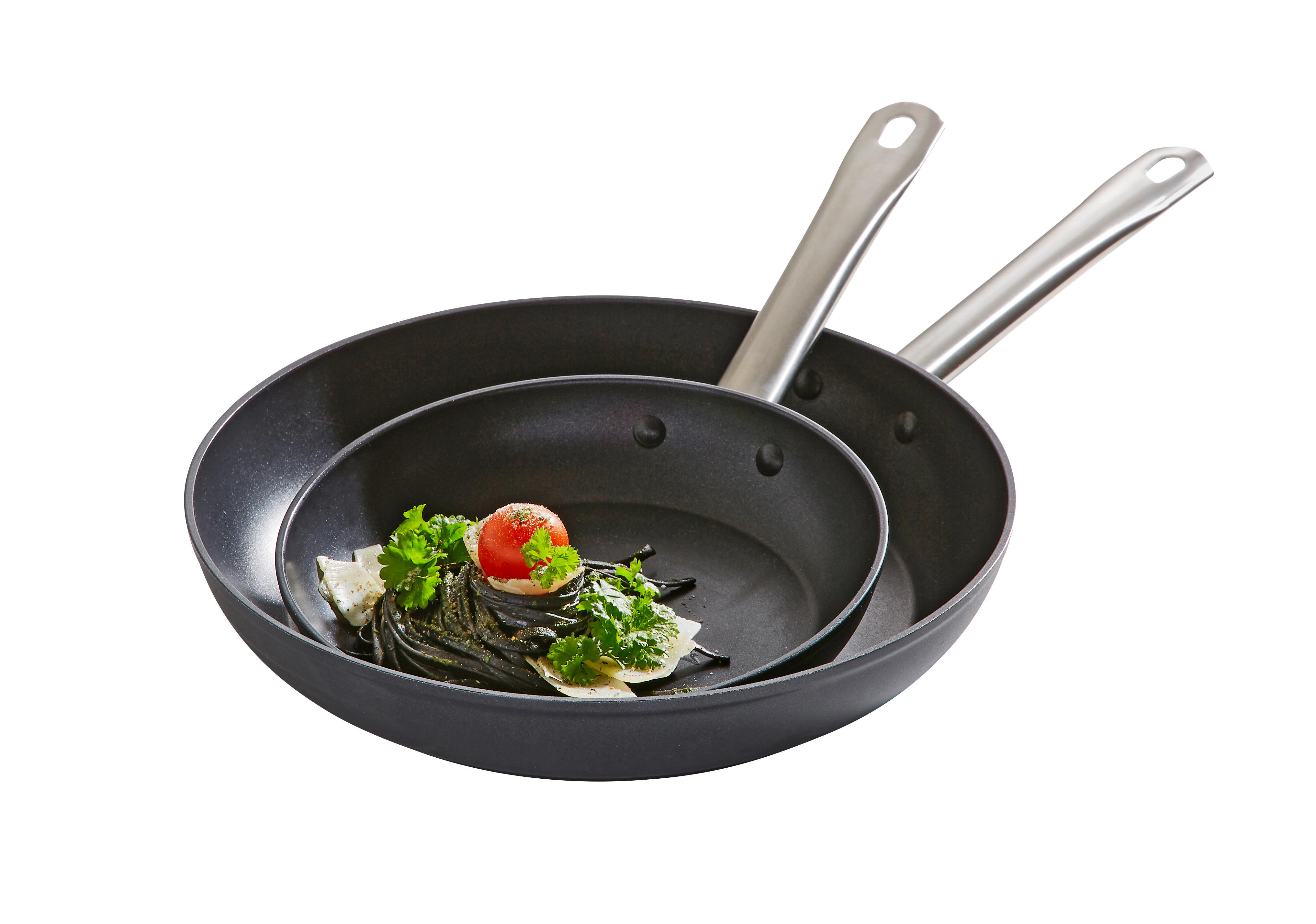 SADA PÁNVÍ, 20+28 cm, nepřilnavý povrch Greblon®, 2dílné - černá/barvy nerez oceli, Konvenční, kov (20+28cm) - Homeware Profession.
