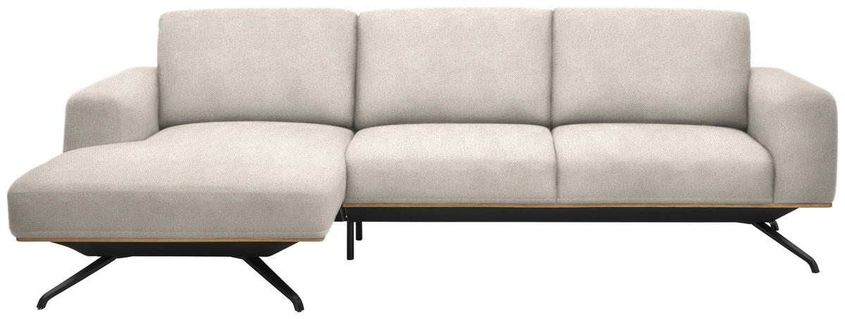 ECKSOFA in Struktur Creme  157/262 cm  - Creme/Schwarz, Design, Textil/Metall (157/262cm) - Novel