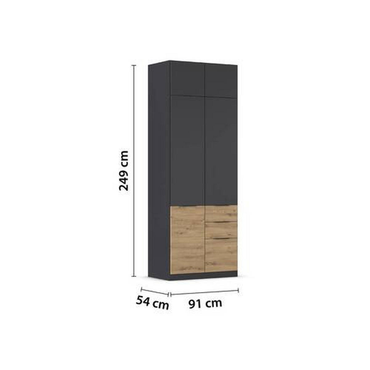 AUFSATZSCHRANK 91/39/54 cm  in  - Grau, KONVENTIONELL, Holzwerkstoff (91/39/54cm) - James Wood