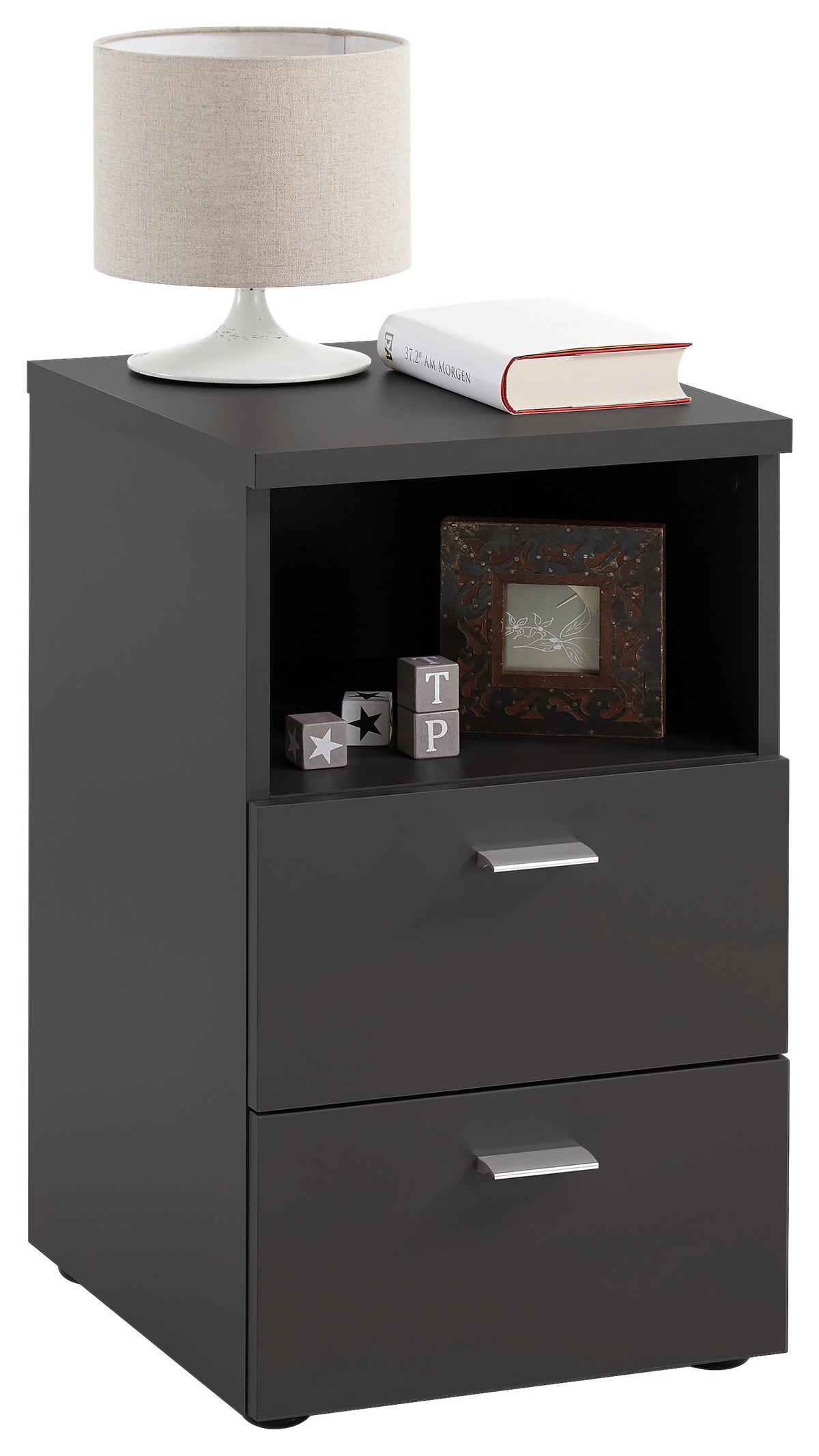 NACHTSCHRANK 35/62/40 cm  - Chromfarben/Schwarz, Basics, Holzwerkstoff/Kunststoff (35/62/40cm) - Carryhome